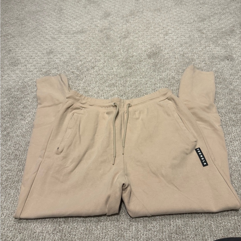 YoungLA Beige Jogger Pants with Drawstring